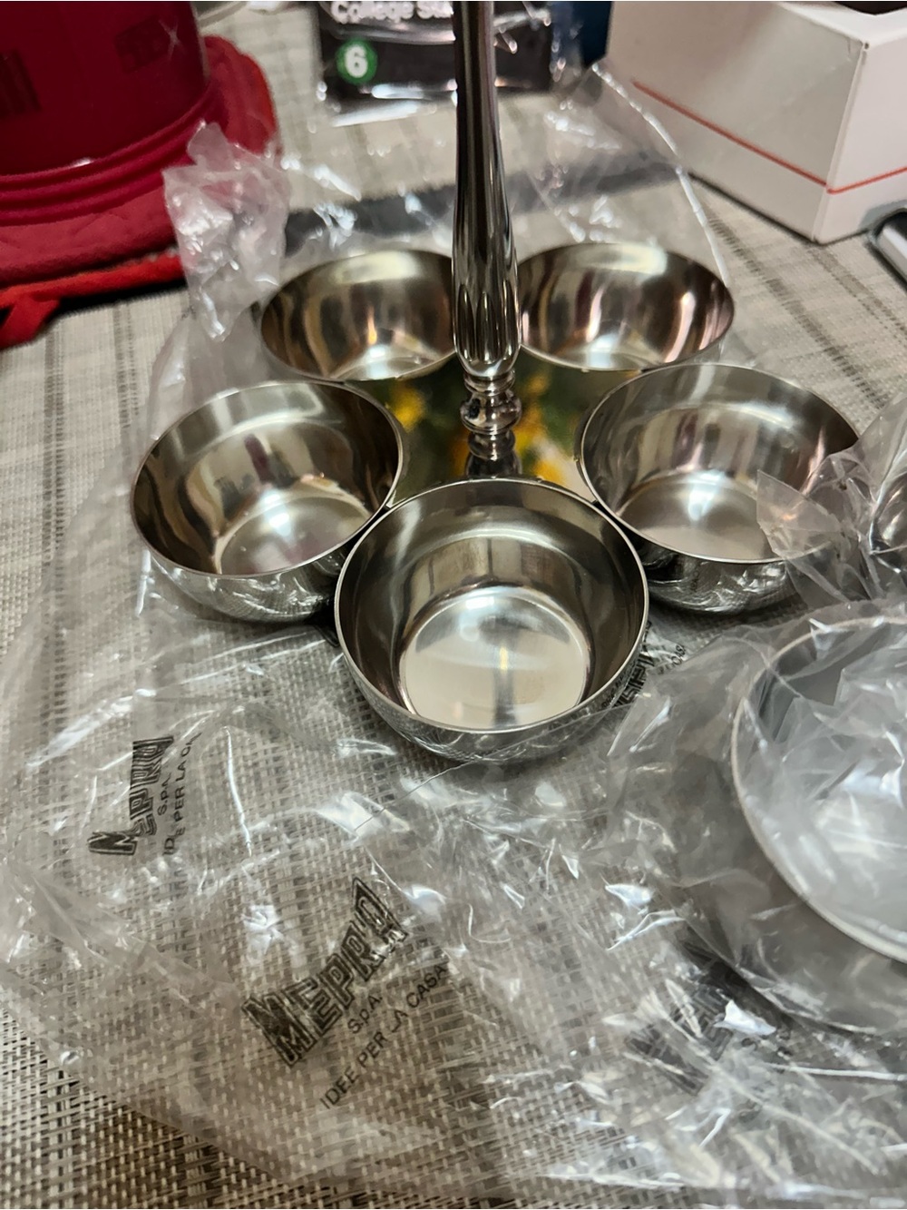 Stainless Steel 9-Compartment Serving Tray - Silver